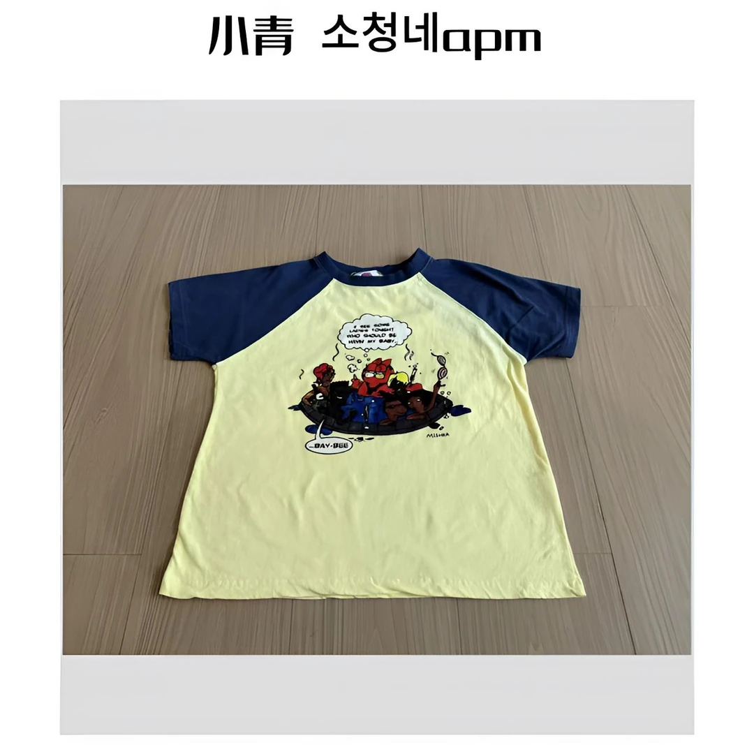 韩国东大门 公鸡/ 温泉沐浴加菲猫插肩袖T恤休闲服