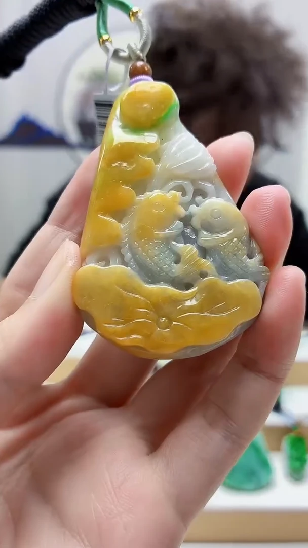 未镶嵌定制翡翠4688zm-毛货挂件61鱼跃龙门