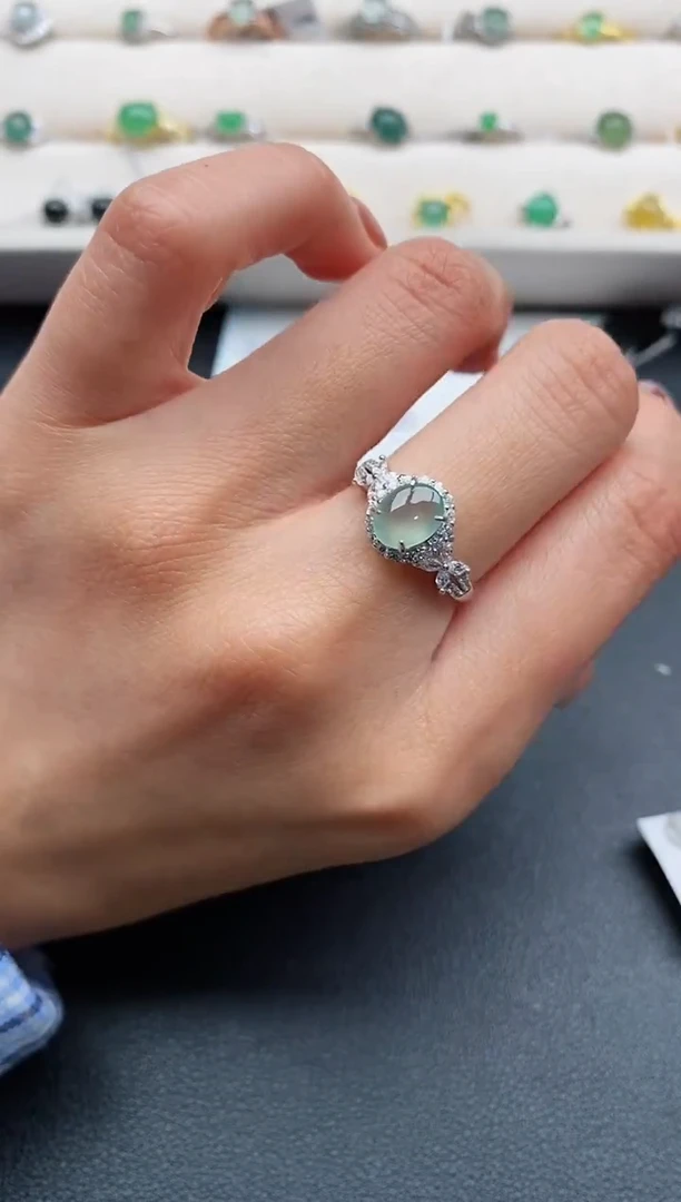 银S925镶嵌戒指翡翠55555555+1