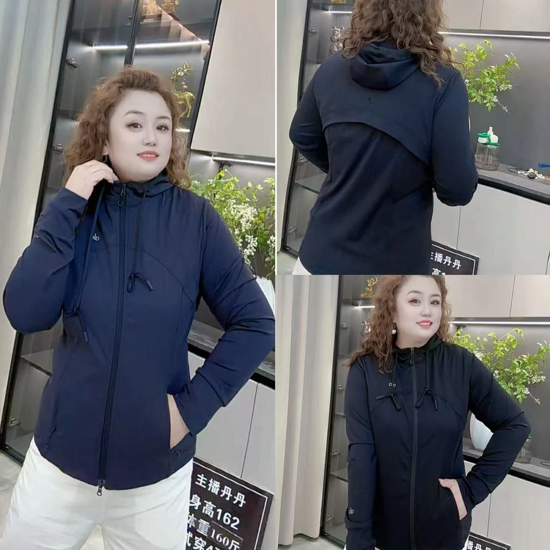 28777（丹姐家）欧货时尚连帽拉链字母瑜伽服外套修身显瘦外套上衣