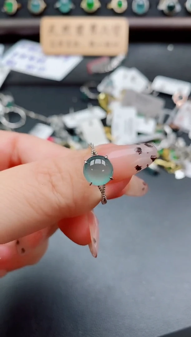 银S925镶嵌戒指翡翠1