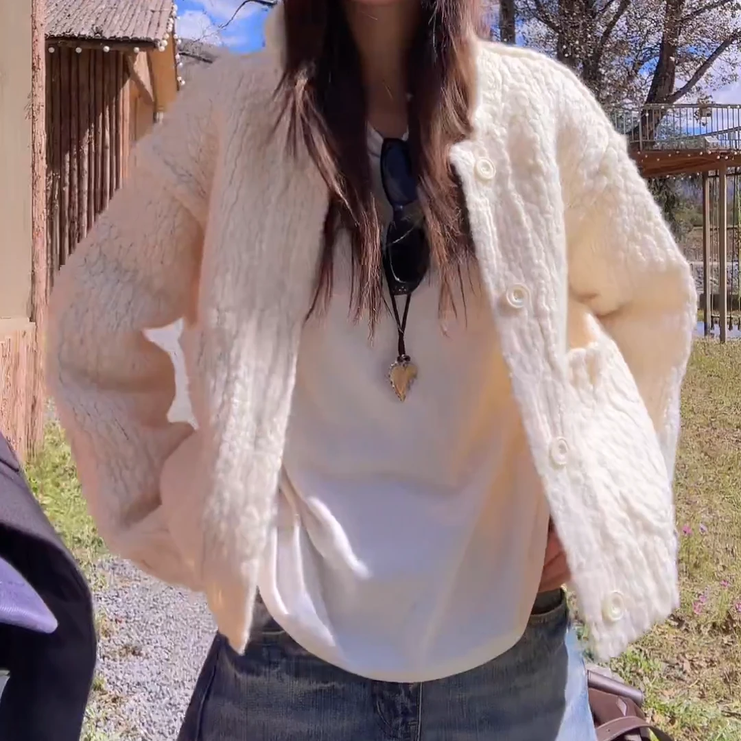 【暮色晕染】秋冬新款纯色毛衣慵懒针织外套女C6476