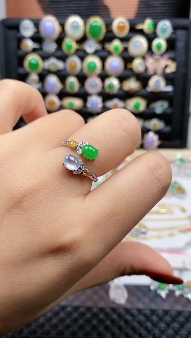 银S925镶嵌戒指翡翠154