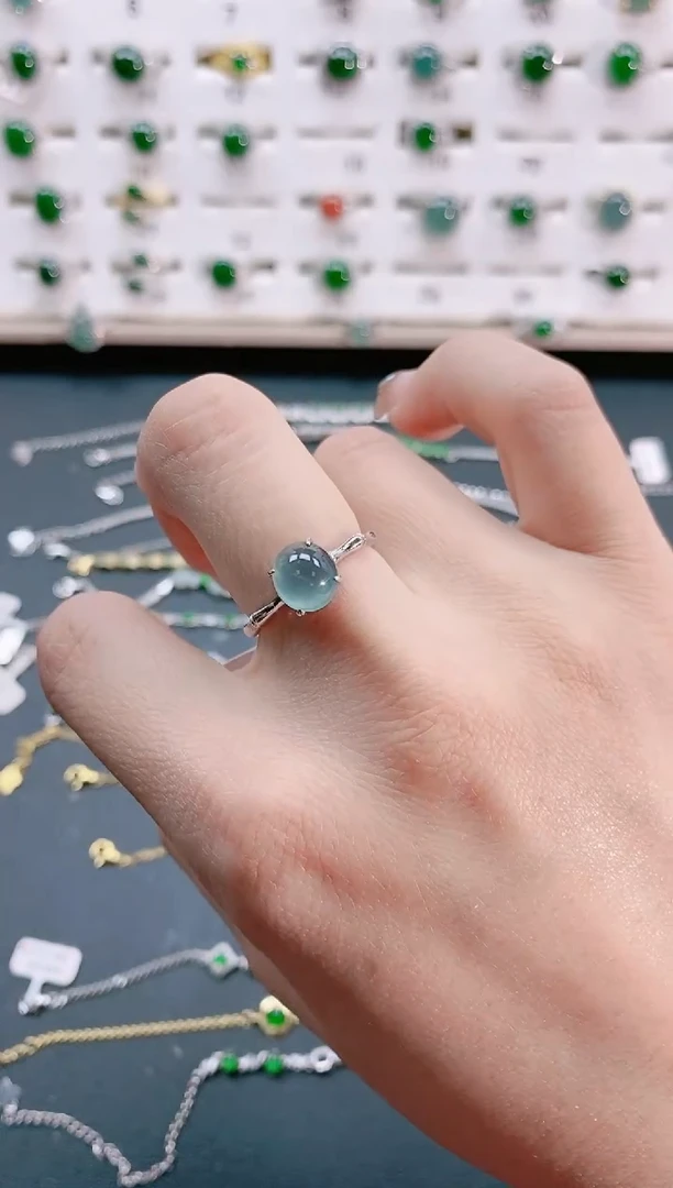 【闪购商品】翡翠戒指银S925镶嵌天然翡翠