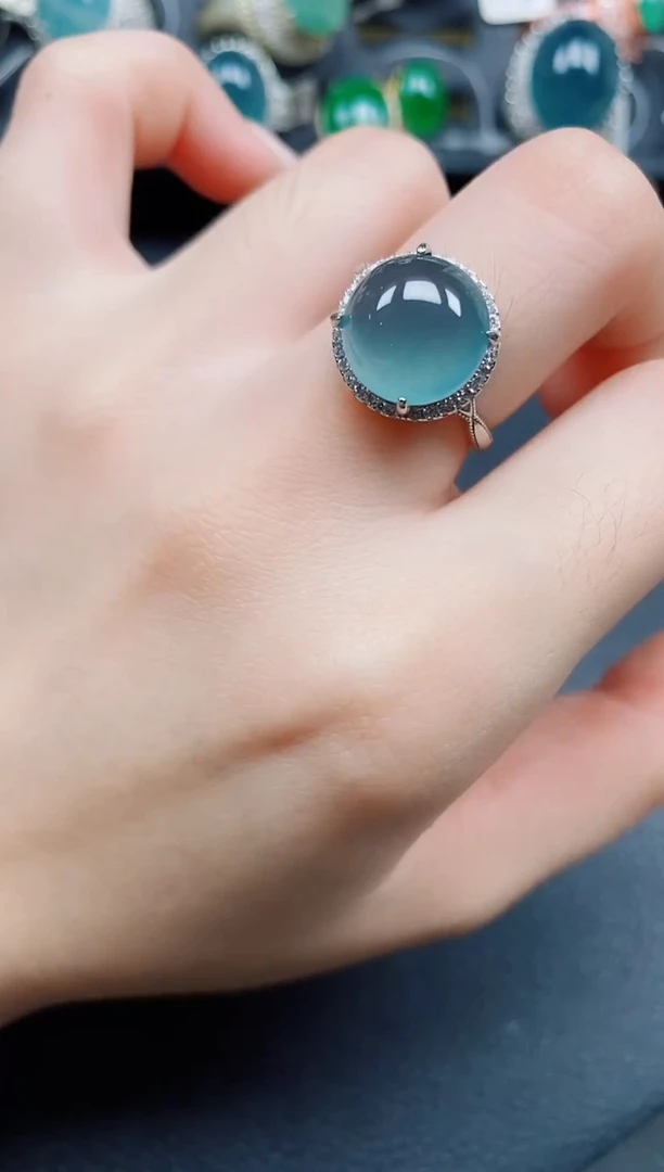 银S925镶嵌戒指翡翠翡翠