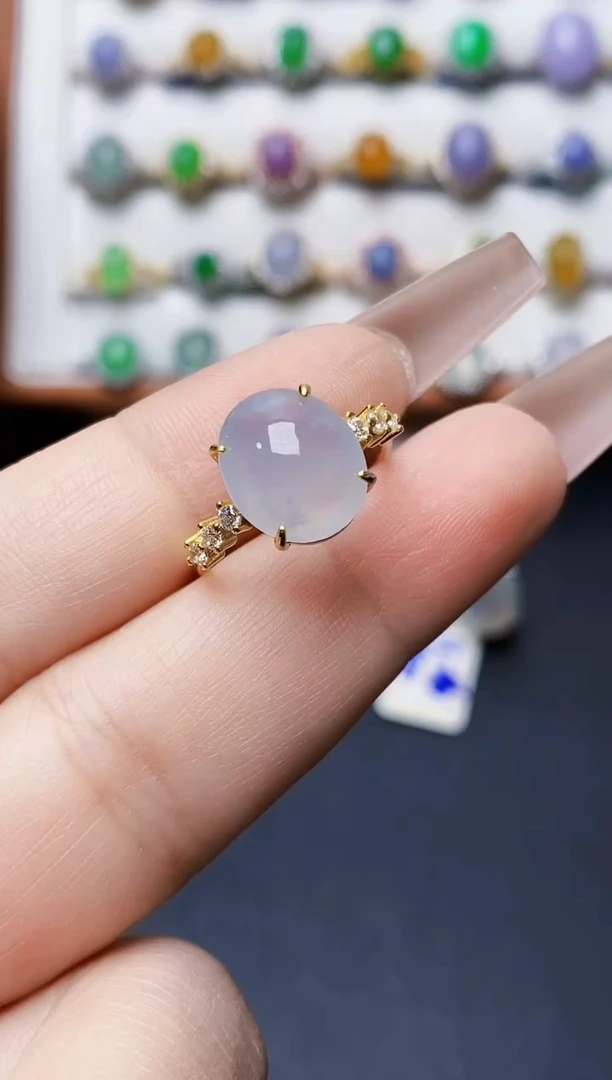 银S925镶嵌戒指翡翠0743