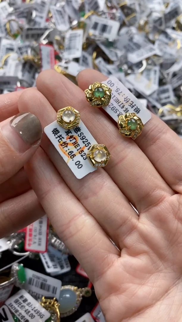 翡翠戒指银S925镶嵌666----1