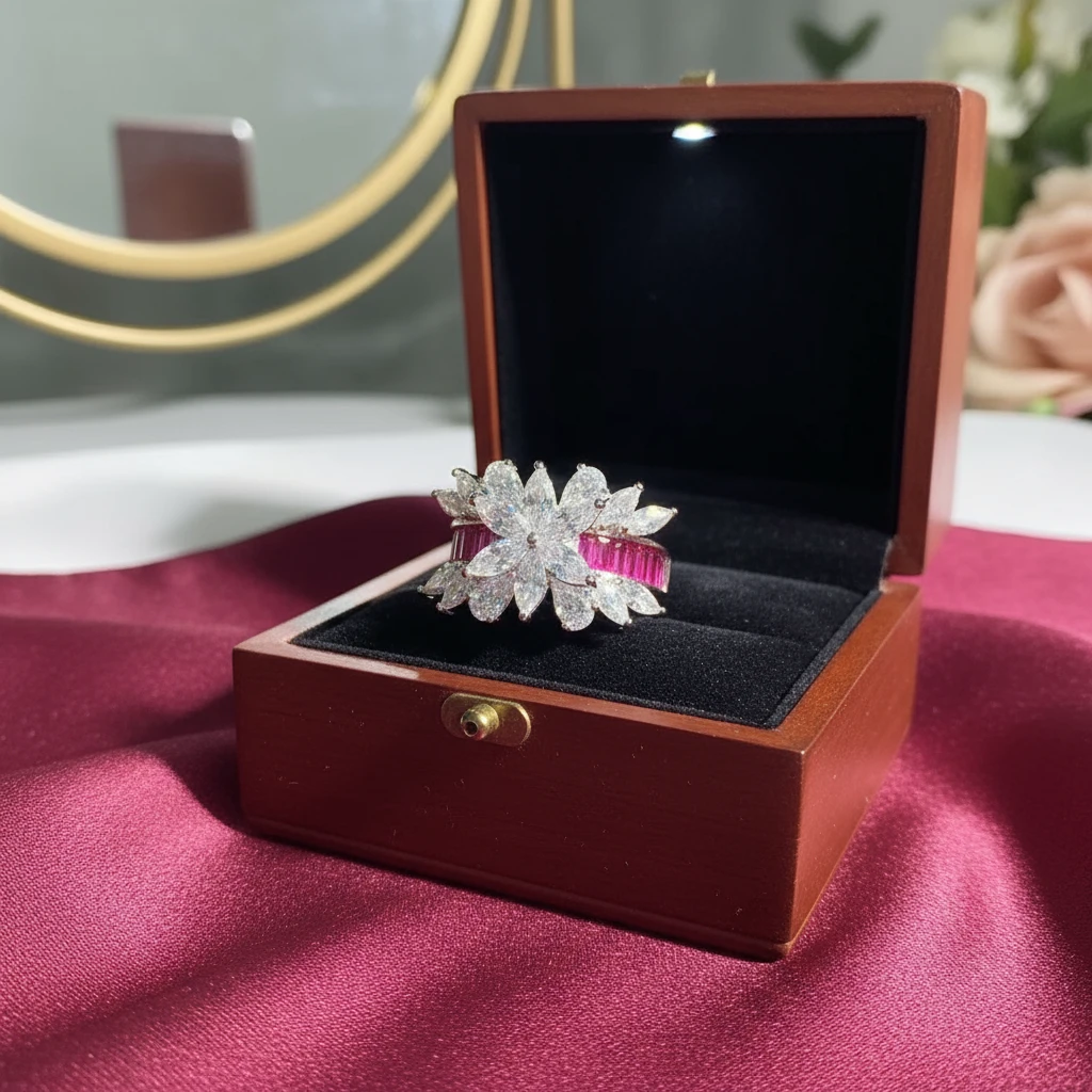 培育蓝宝石YX-典藏-尊享高奢-帕帕拉恰-豪镶注厚金戒指y093