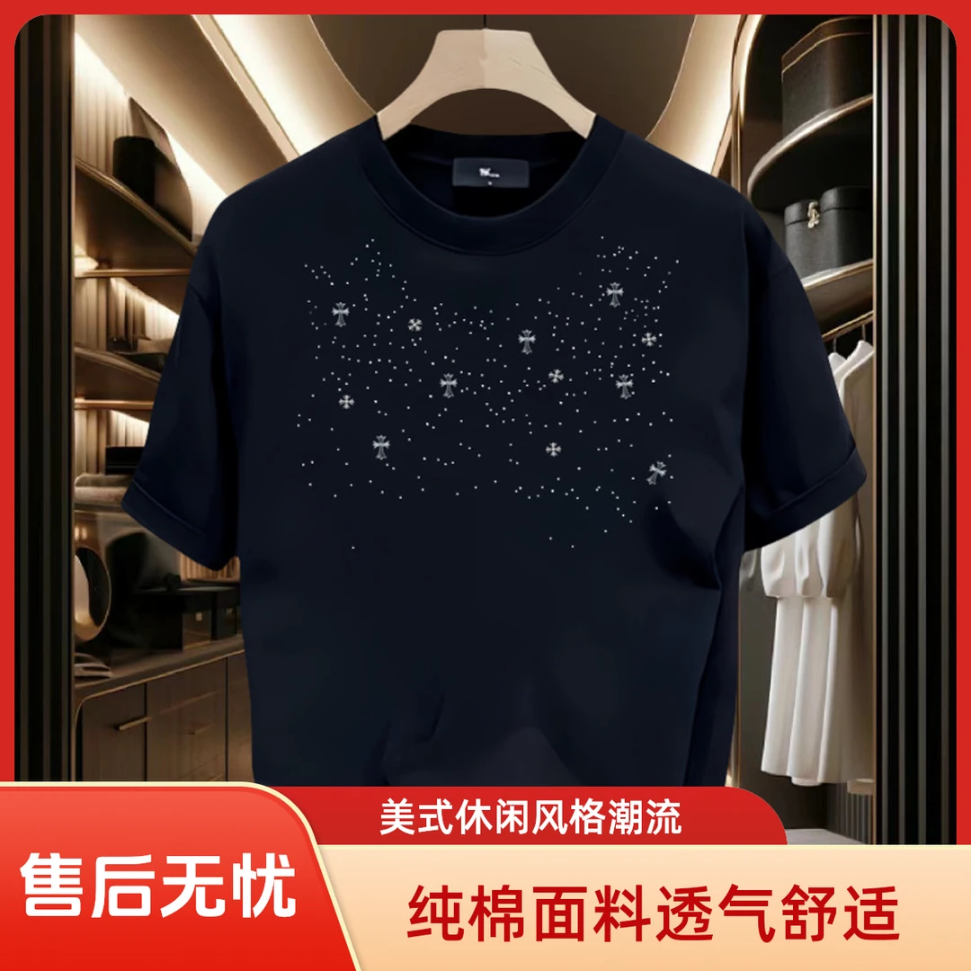 FANLE潮男美式纯棉T恤夏季新款小众设计感高街男士潮流