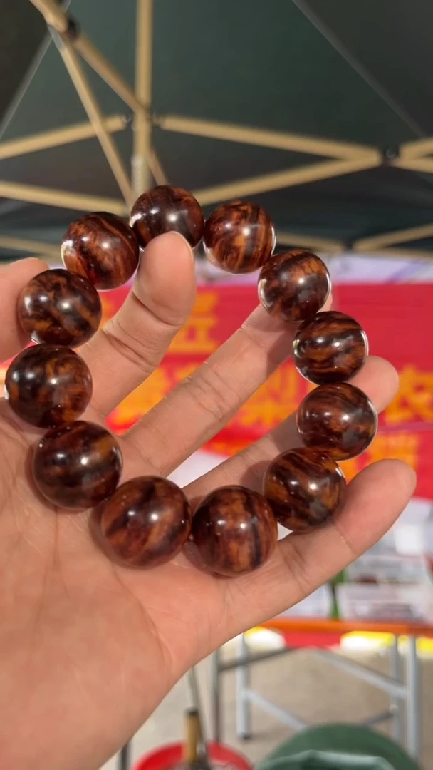 黄花梨/降香黄檀海南黄花梨芝麻点瘤疤花2.0手串（388）