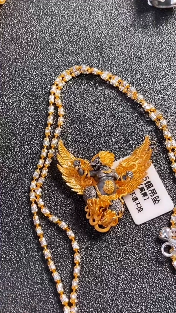 合成立方氧化锆925银喜三福文创 大鹏鸟 豆豆链