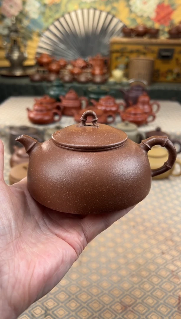 茶壶紫砂降坡泥竹节半月壶250CC