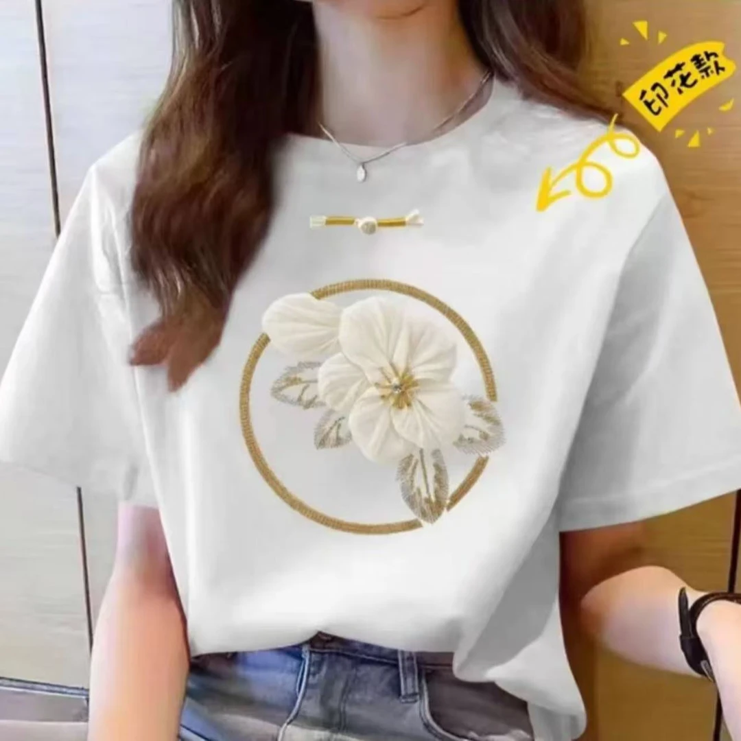 【清仓】上新女款时尚休闲百搭夏季潮流半袖ins春夏t恤圆领显瘦短袖