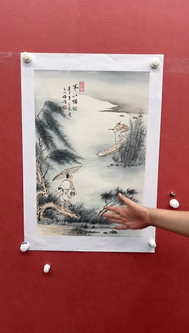 国画梅清-2.7平尺-国画-人物-纸片