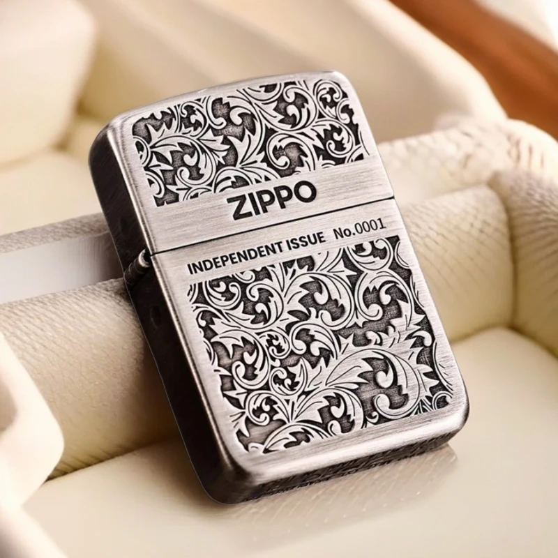 zippo打火机正品1941复刻古银双面雕刻唐草芝宝煤油男士DY991