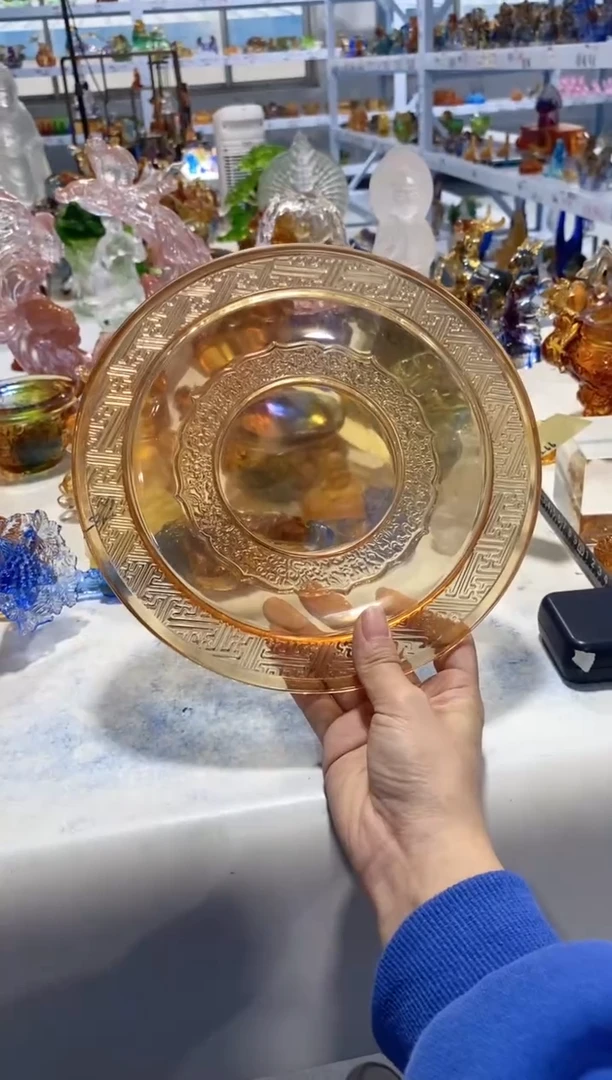 手工艺品琉璃金色果盘
