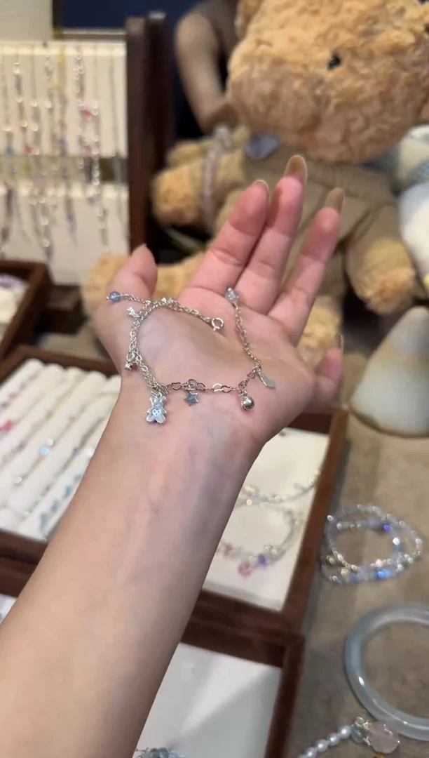 银S925镶嵌手链水晶小熊软糖链条款