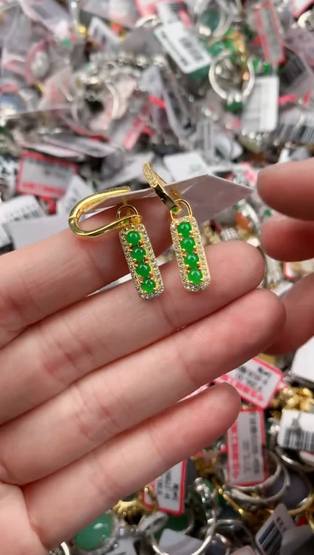 银S925镶嵌戒指翡翠12             9