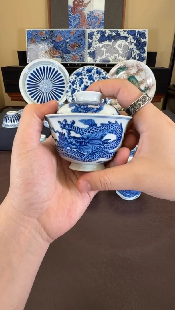 羿器窑霸王龙元宝盖碗