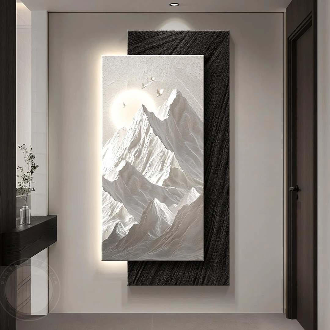 背有靠山玄关装饰画轻奢高级感玄关感应挂画立体入户正对门画