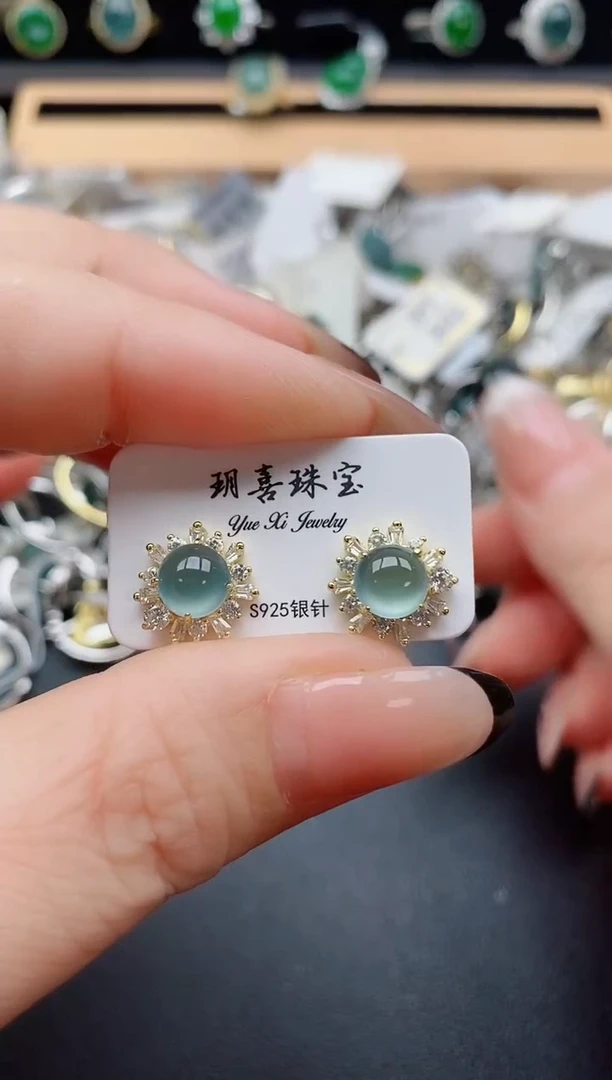 银S925镶嵌戒指翡翠1
