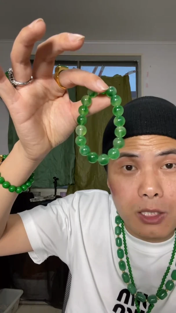 未镶嵌手串翡翠【小伍珠宝】缅料冰飘花12m手串