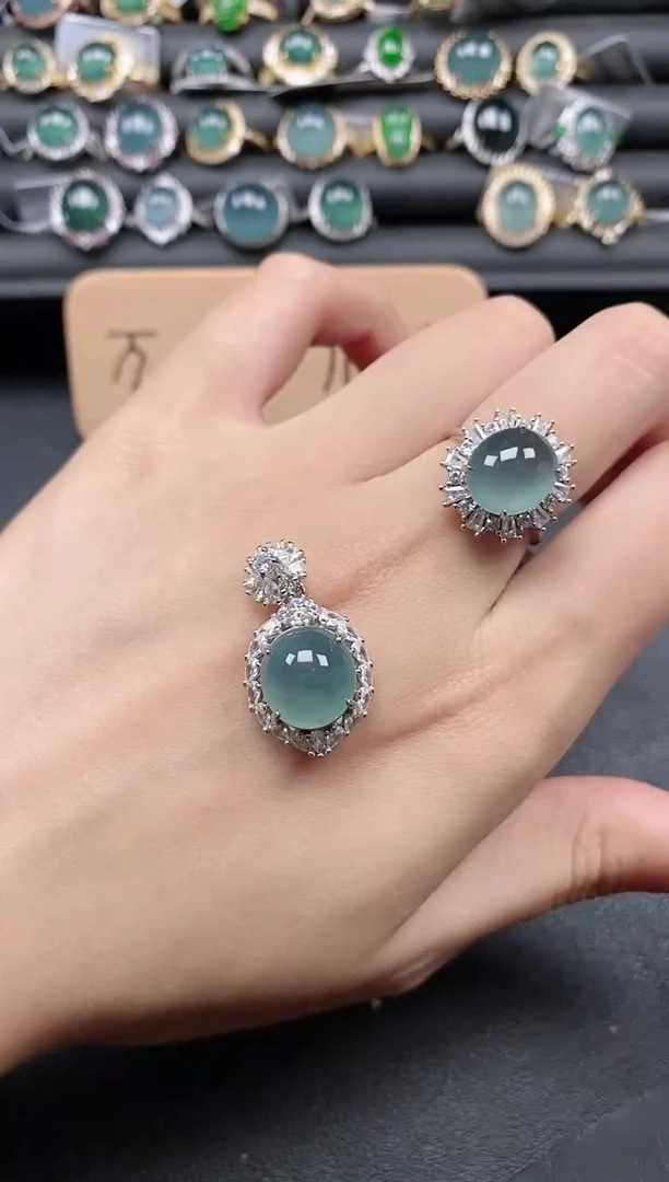 翡翠戒指银S925镶嵌51511