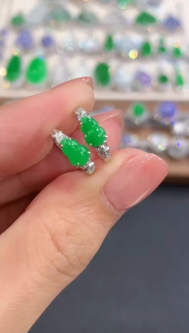 18K金镶嵌翡翠耳饰a47多样性一件发货