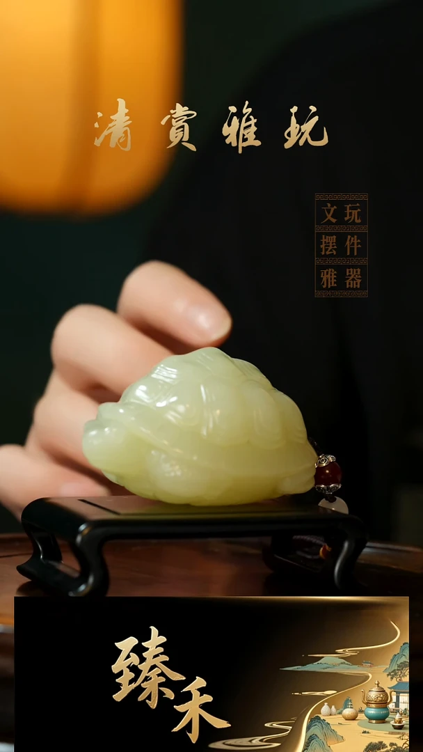 玉《精雕富甲天下长寿安康》玉石手把件