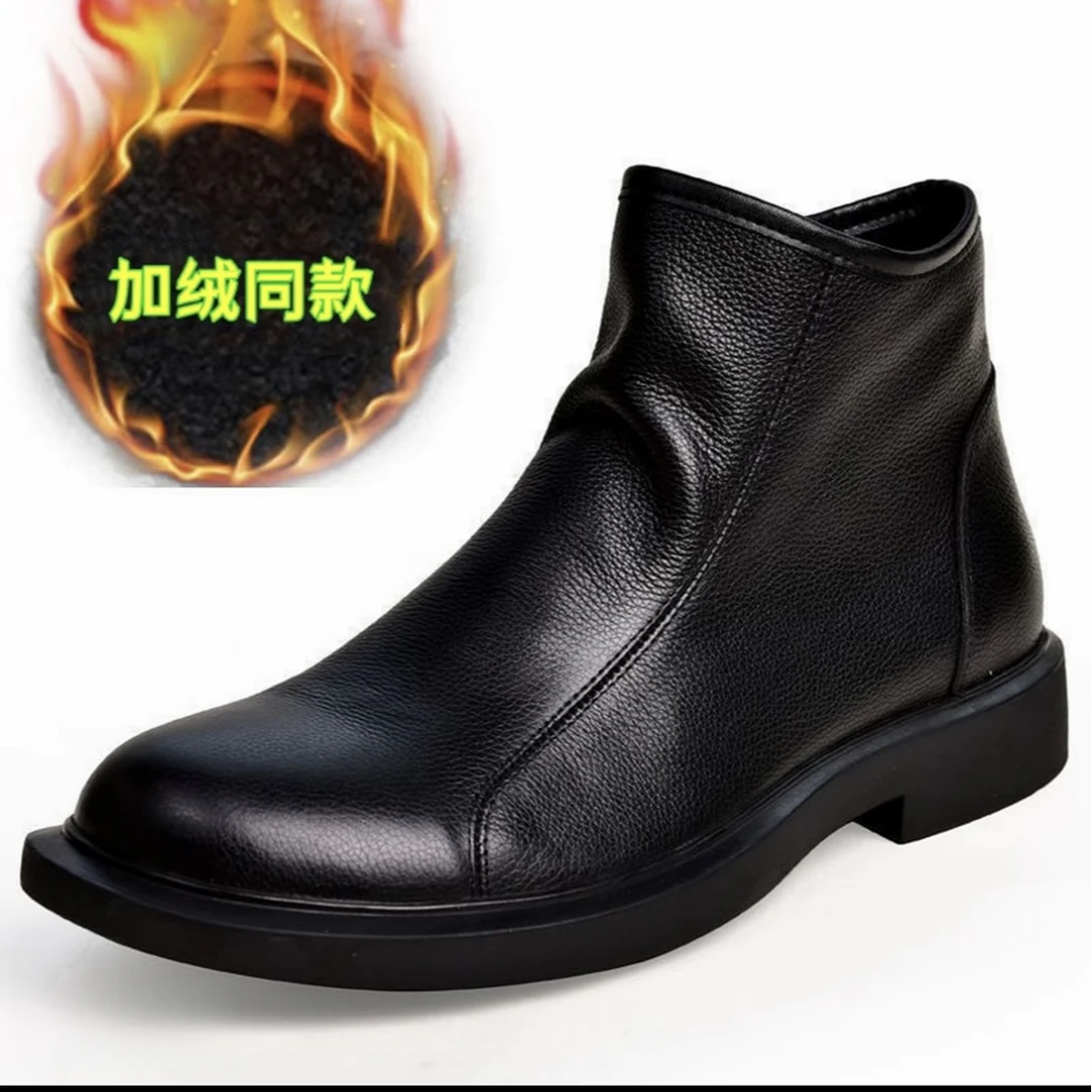 头层牛皮男靴切尔西靴子商务休闲男士秋冬真皮马丁短靴加绒25322