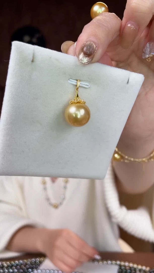 【闪购商品】海水珍珠吊坠(不含链)18K金镶嵌金珠15-16mm