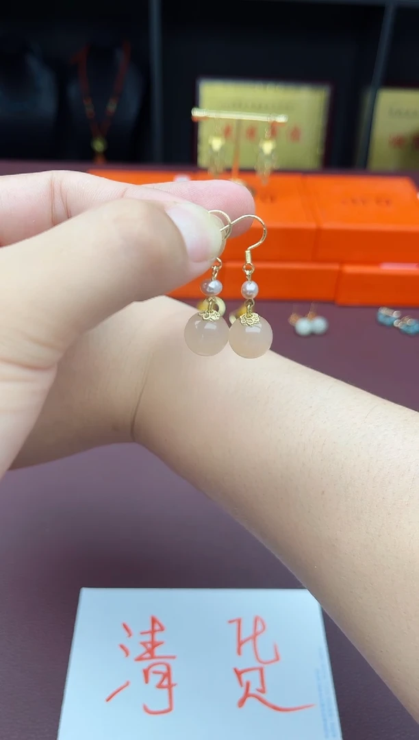 玛瑙/玉髓耳饰银S925镶嵌218000