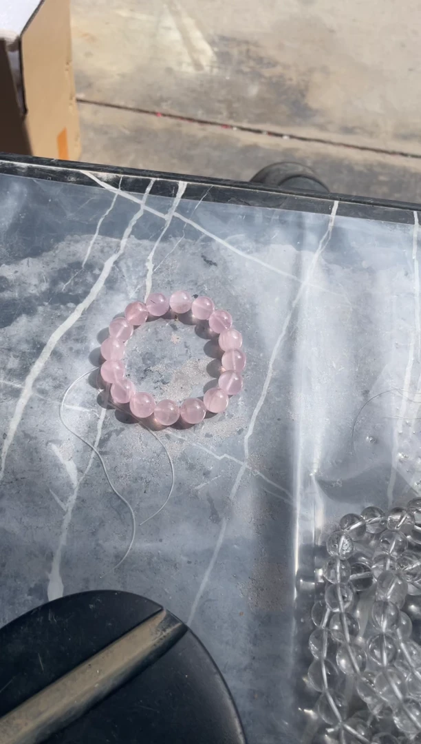 【闪购商品】芙蓉石手串卡12mm未镶嵌天然粉水晶手串