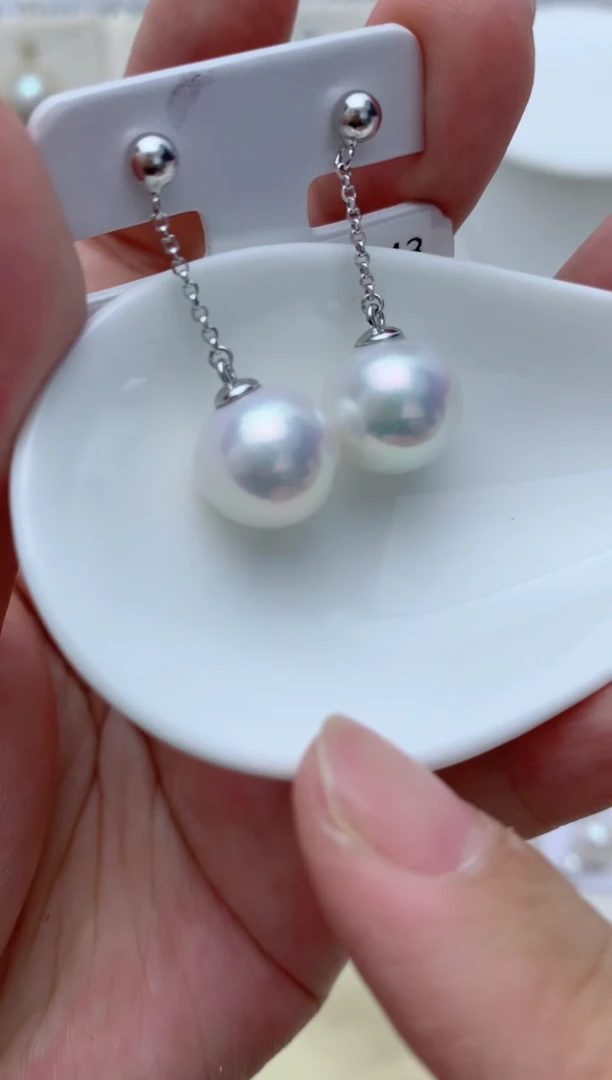 银S925镶嵌淡水珍珠耳饰w12