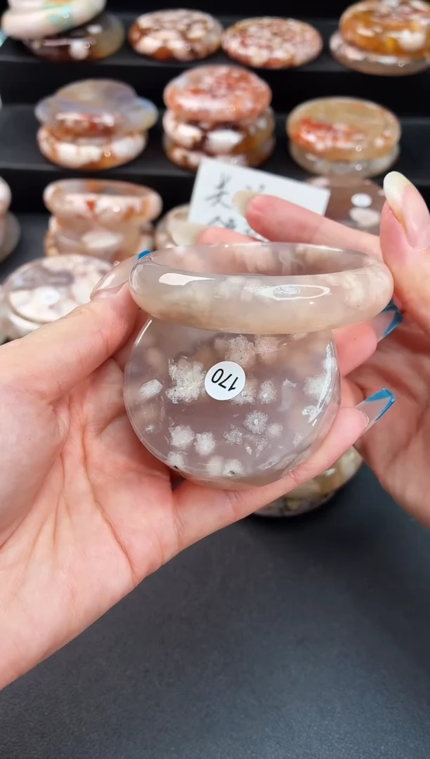 手镯玛瑙/玉髓未镶嵌石英质玉56圈55/56/57带(赠送镯心)