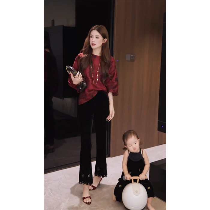 秋季流行穿搭一整套女2025新款韩系时尚灯笼袖衬衫休闲裤两件套潮