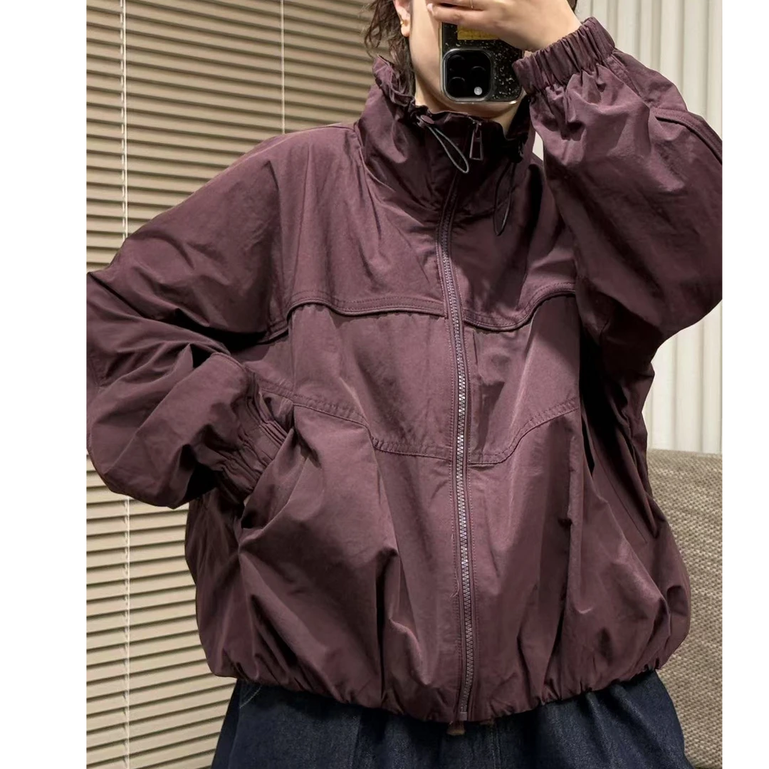 休闲百搭宽松春季女ins立领透气薄款潮流短外套复古外套冲锋衣