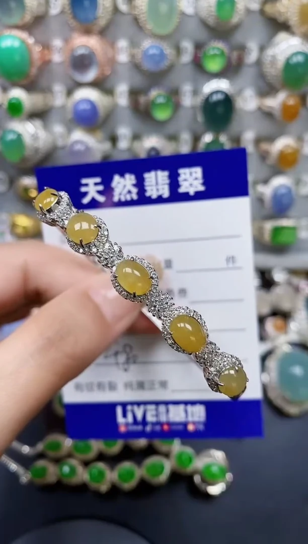 翡翠手镯银S925镶嵌480
