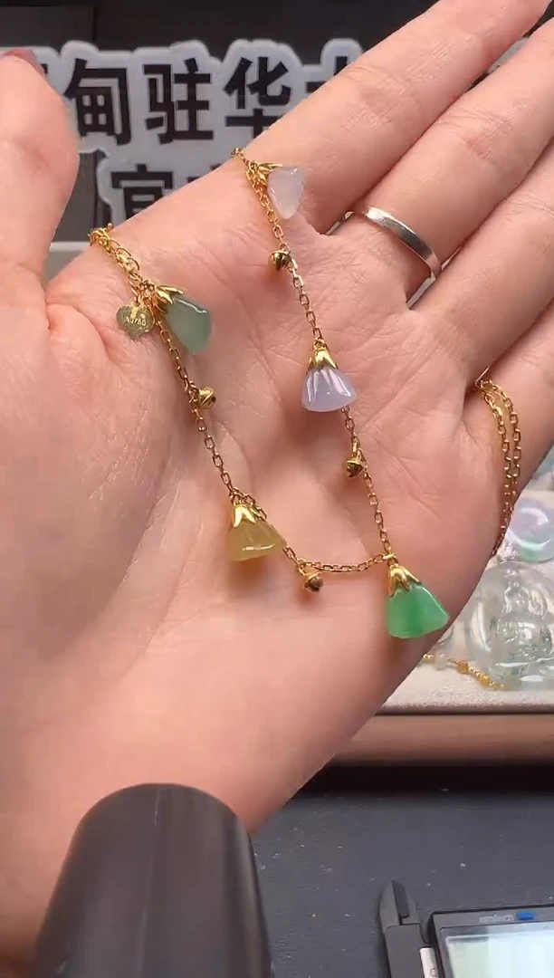 项链18K金镶嵌翡翠 缅甸珠宝严选