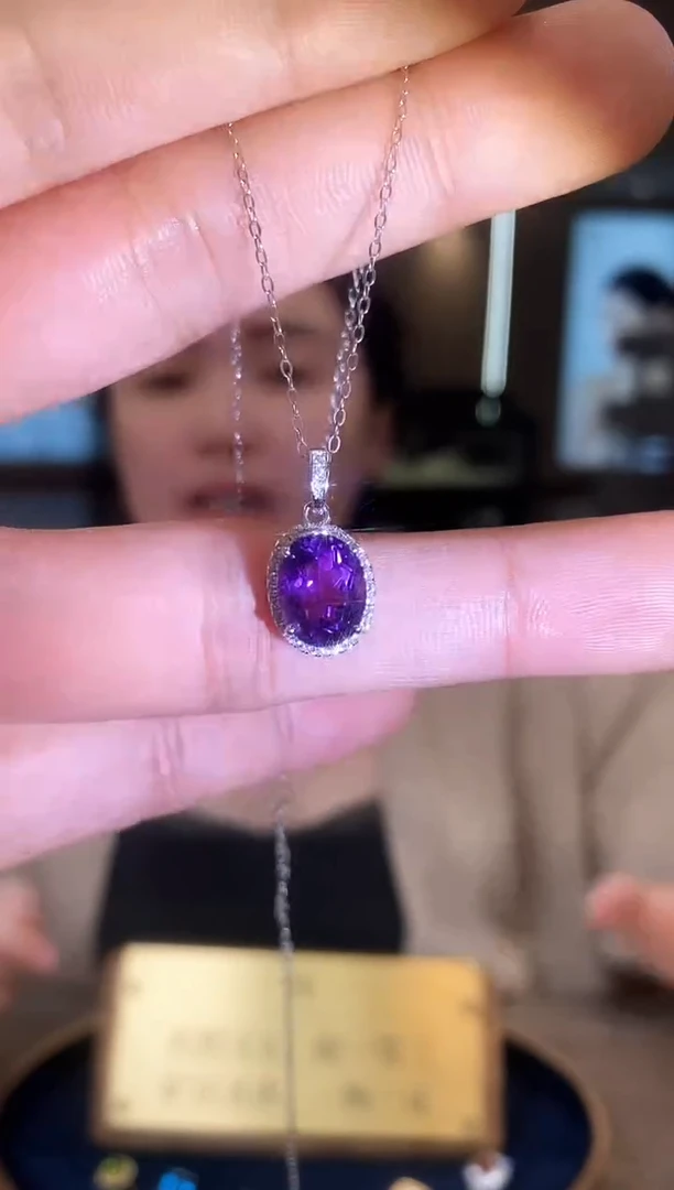 【闪购商品】水晶项链银S925镶嵌04天然宝石