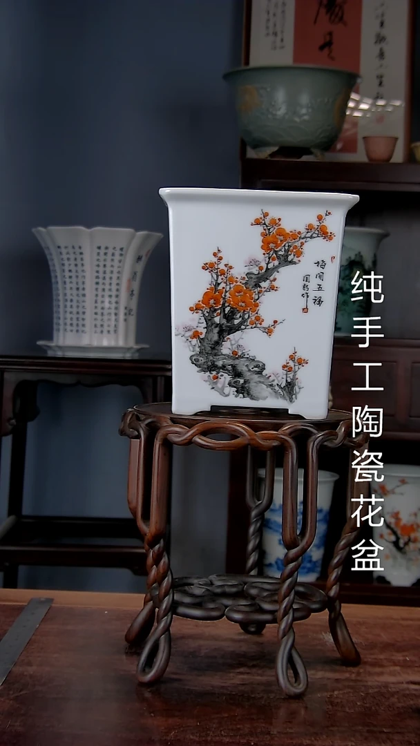 景德镇手工陶瓷花盆