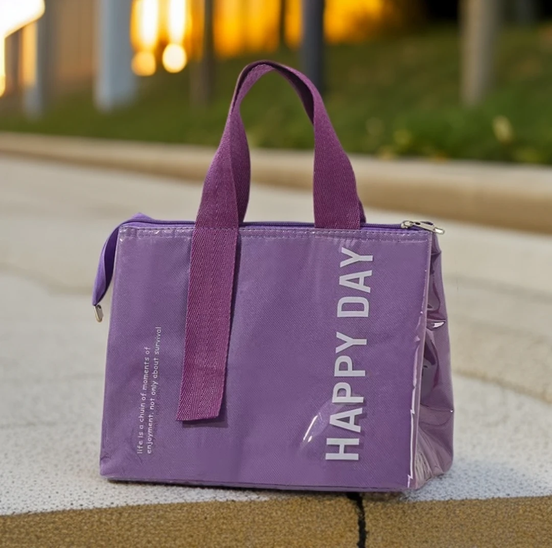 新款保温袋简约加厚PU防水便当包时尚大容量学生上班族带饭午餐包