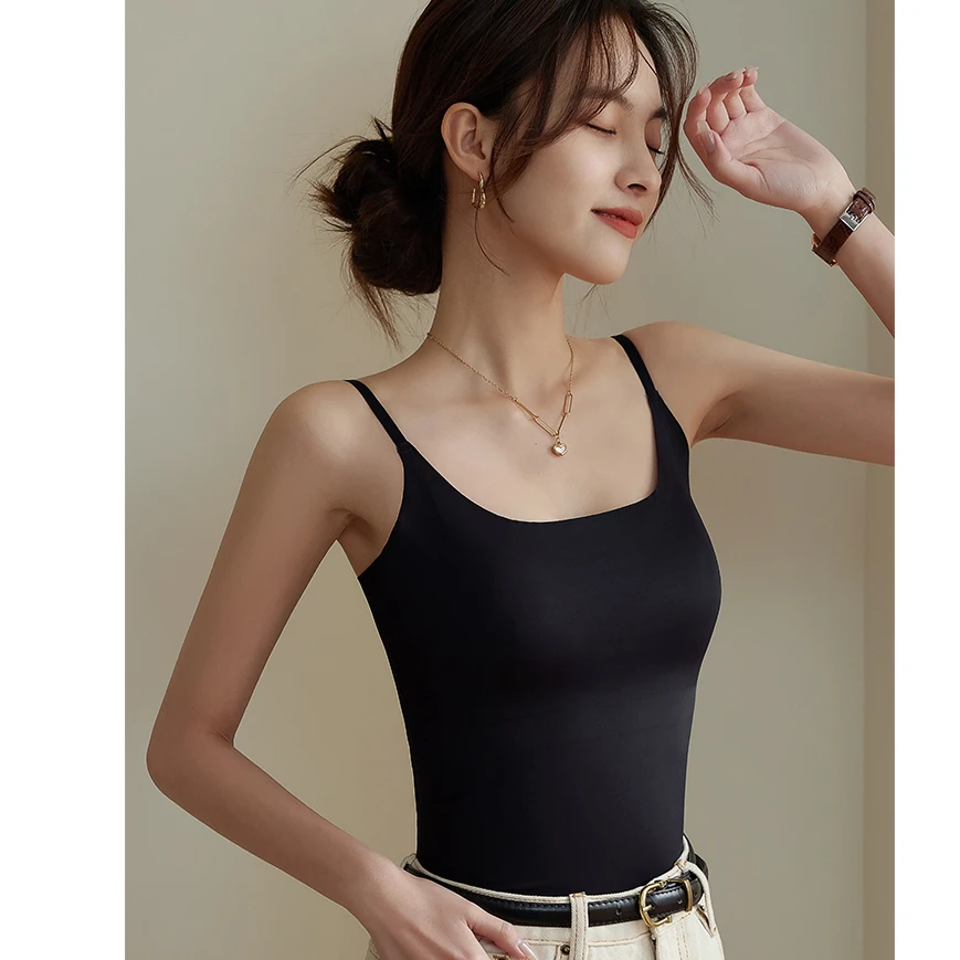 半春半夏度假风吊带无钢圈一体式女凉皮背心打底美背夏季无痕