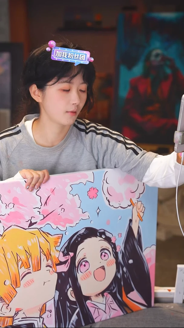 油画妙*花米豆子善意丙烯画纯手绘