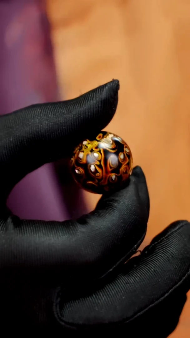 疯子大漆黑金螺钿20mm