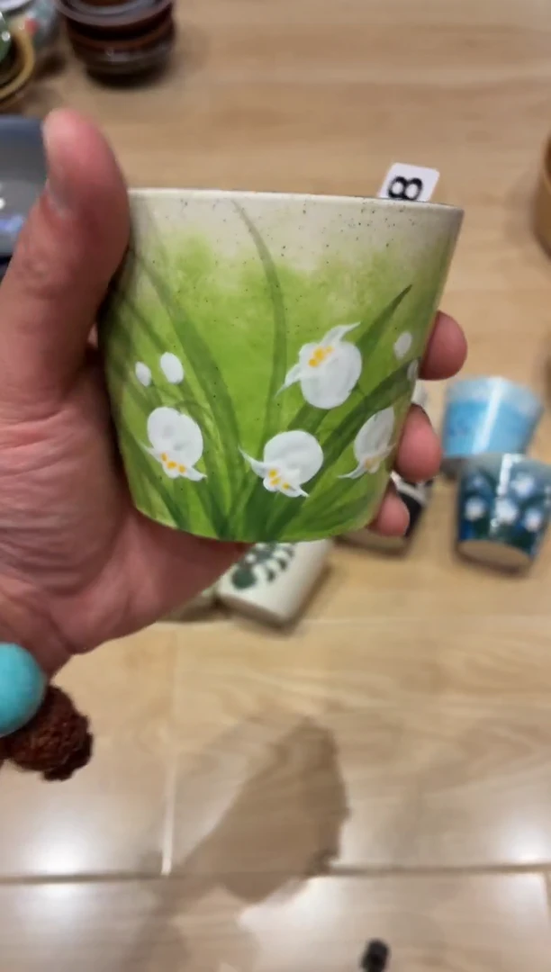 瓷片咖****?828 手绘春草手握杯1个
