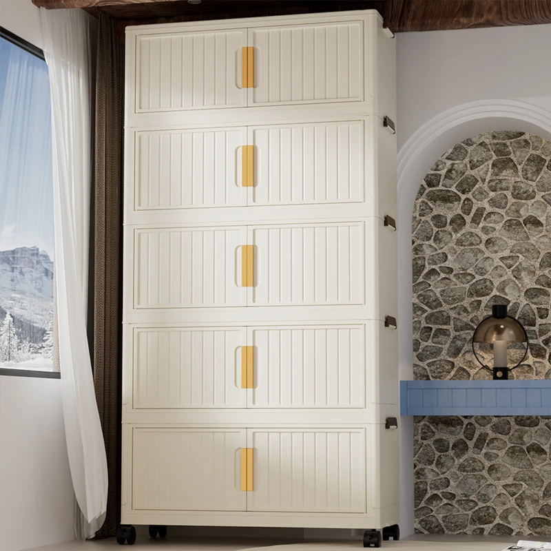 BX【竖纹55CM面长拍四层发五层】家用折叠鞋柜卧室衣物储物柜收纳柜