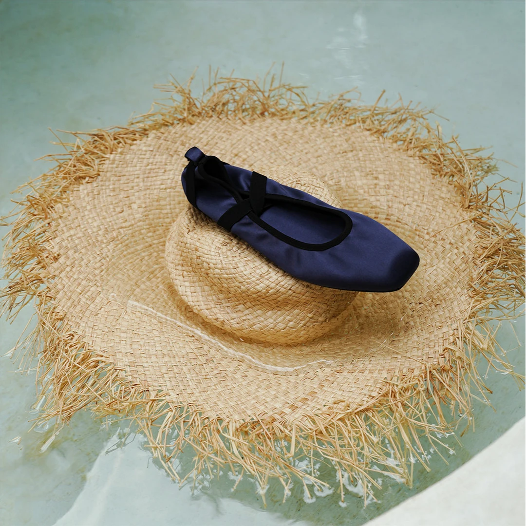 COVONTY「original」赫本/南法 真丝交叉松紧带芭蕾鞋女坡跟单鞋