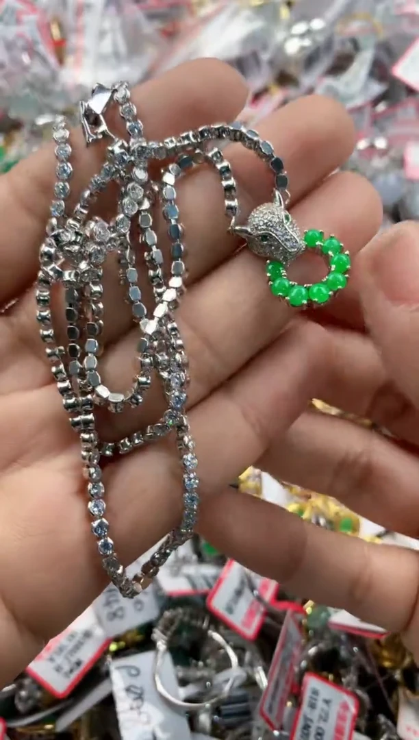 银S925镶嵌戒指翡翠4444----7