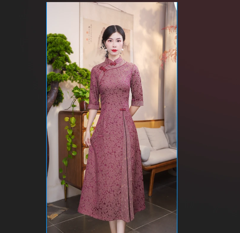 紫月（红） 2025新款改良旗袍气质日常优雅经典旗袍复古显瘦